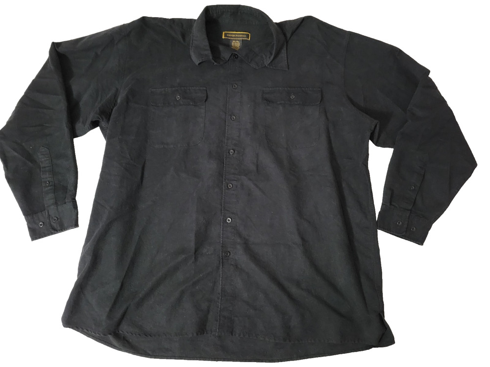 George Foreman Men's 3XL Black Faux Suede Long Sleeve Button Down Shirt
